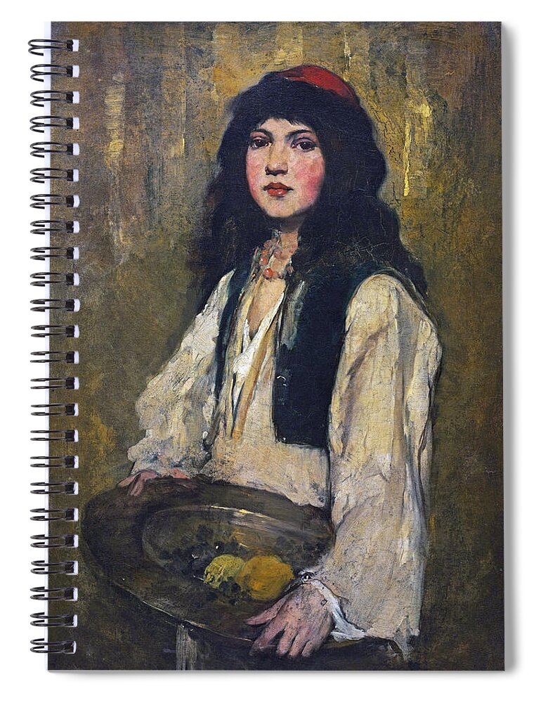 Frank Duveneck Spiral Notebook featuring the painting The Venetian Girl by Frank Duveneck