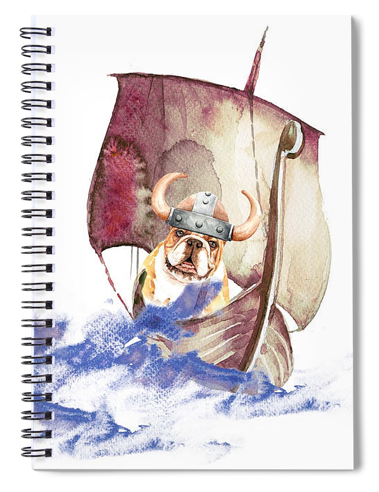 Fun Spiral Notebook featuring the painting The Vikings Are Arriving by Miki De Goodaboom