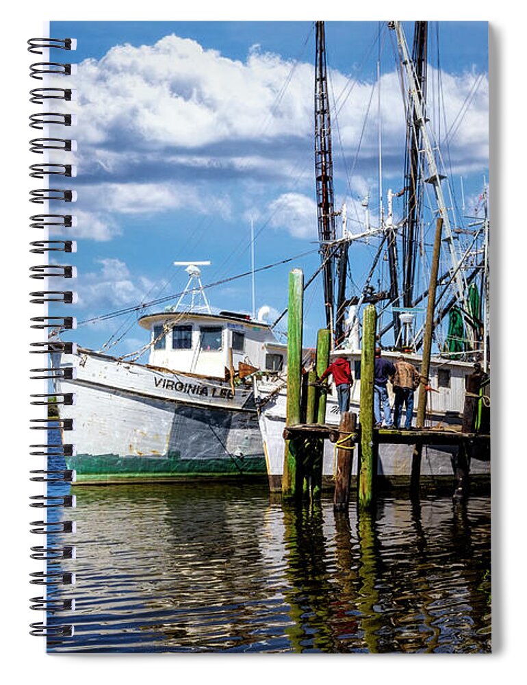Boats Spiral Notebook featuring the photograph The Virginia Lee Shrimp Boat by Debra and Dave Vanderlaan