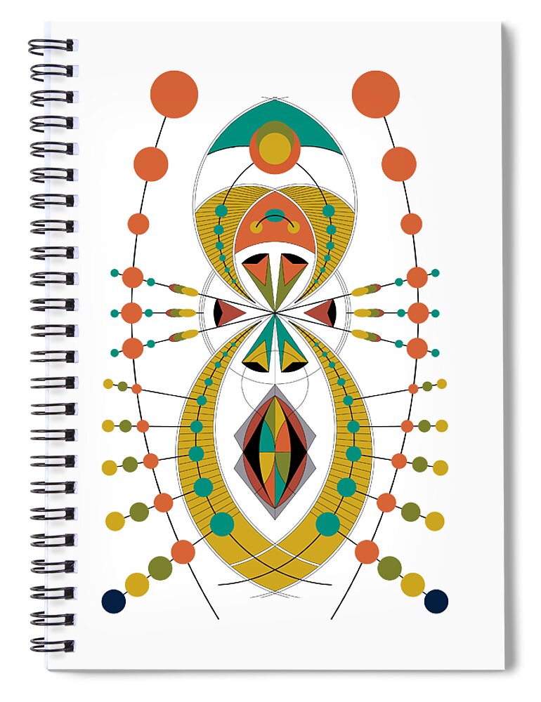 Mid Century Spiral Notebook featuring the digital art The Visitor to the Mid Century on white background by DB Artist