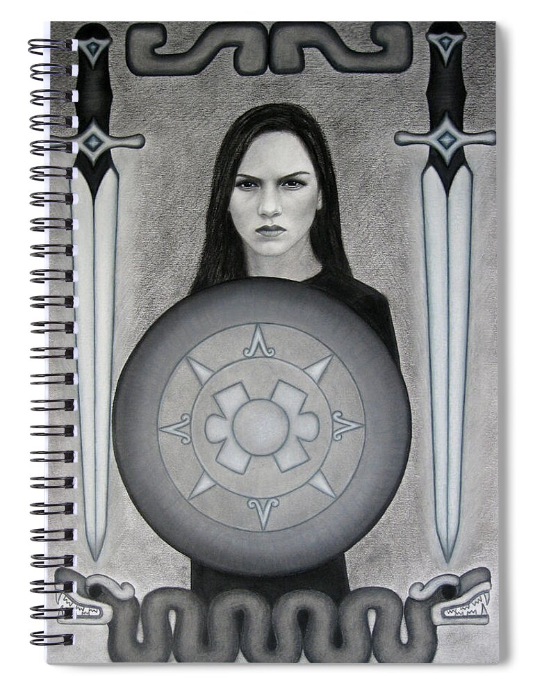 Warrior Spiral Notebook featuring the drawing The Warrior by Lynet McDonald