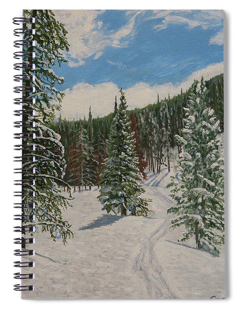 Winter Spiral Notebook featuring the painting The Way Home by Greg Miller