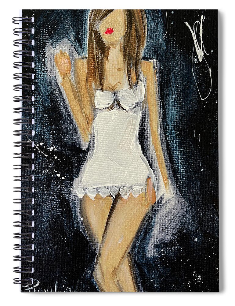 Chemise Spiral Notebook featuring the painting The White Chemise by Roxy Rich