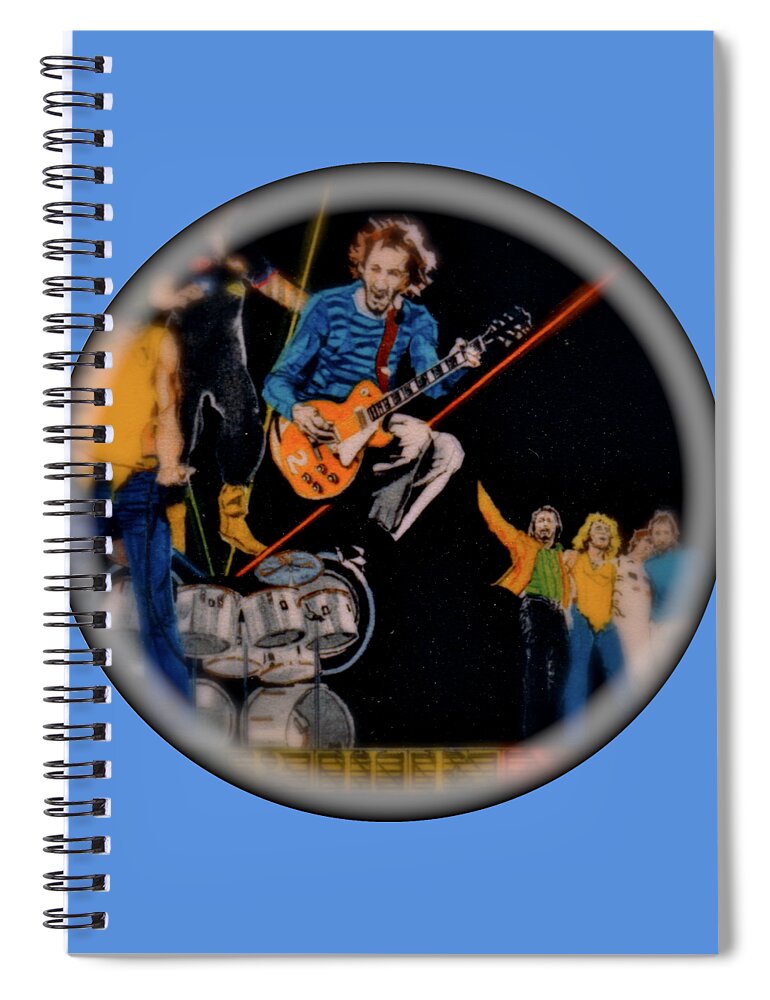 Colored Pencil Spiral Notebook featuring the drawing The Who Live - Pete Townshend 2 - detail by Sean Connolly