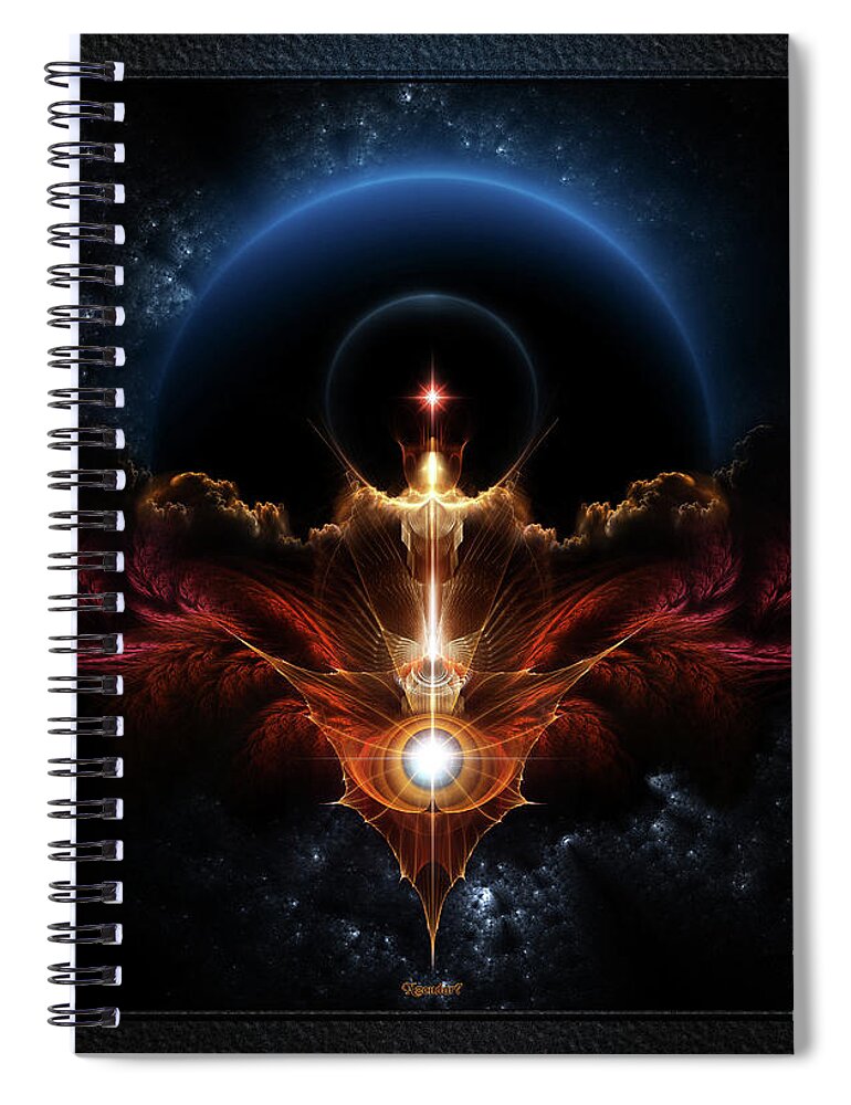 Wings Of Rydeon Spiral Notebook featuring the digital art The Wings Of Rydeon Fractal Art Composition by Rolando Burbon