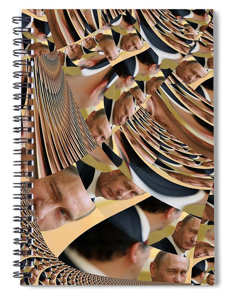 Fractal Spiral Notebook featuring the mixed media The Wink Symphony by Stephane Poirier