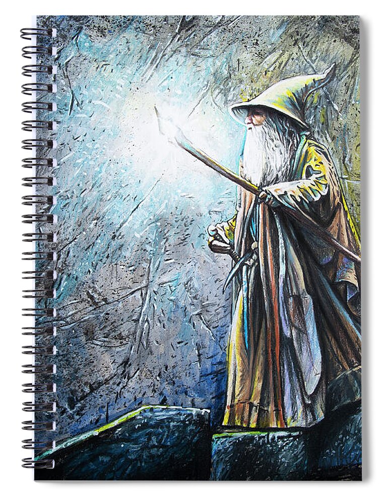 Wizard Spiral Notebook featuring the drawing The Wizard by Aaron Spong