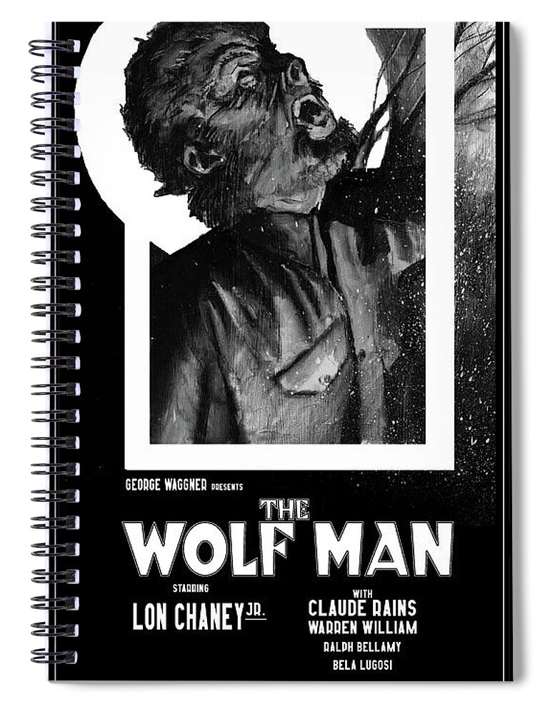 Mummy Spiral Notebook featuring the digital art The Wolf Man 1941 by Sean Parnell