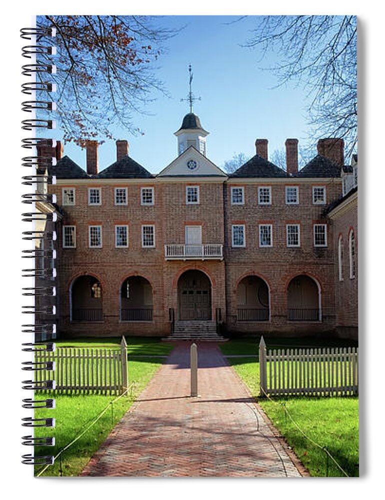 Wren Building Spiral Notebook featuring the photograph The Wren Building Courtyard - Williamsburg, Virginia by Susan Rissi Tregoning