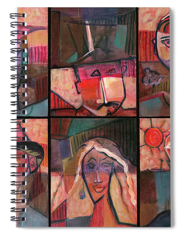Literary Spiral Notebook featuring the painting The Writers by Cherie Salerno