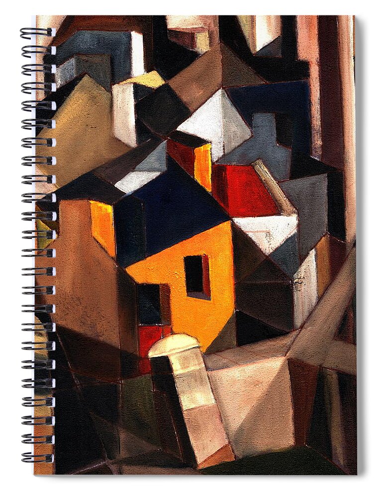  Spiral Notebook featuring the painting The Yellow House by Val Byrne