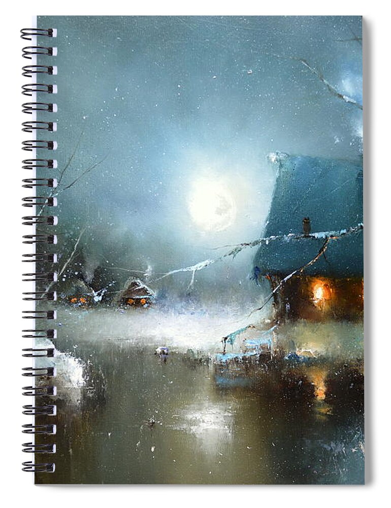Russian Artists New Wave Spiral Notebook featuring the painting Theater of Moon by Igor Medvedev