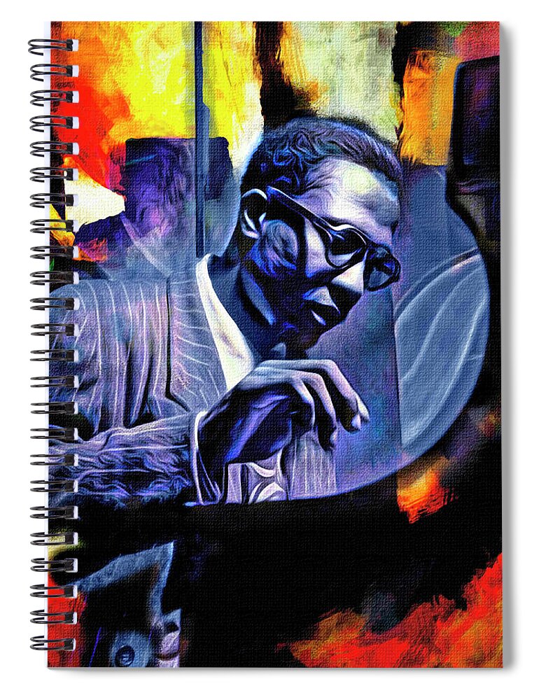 Thelonius Monk Spiral Notebook featuring the mixed media Blue Monk by Mal Bray