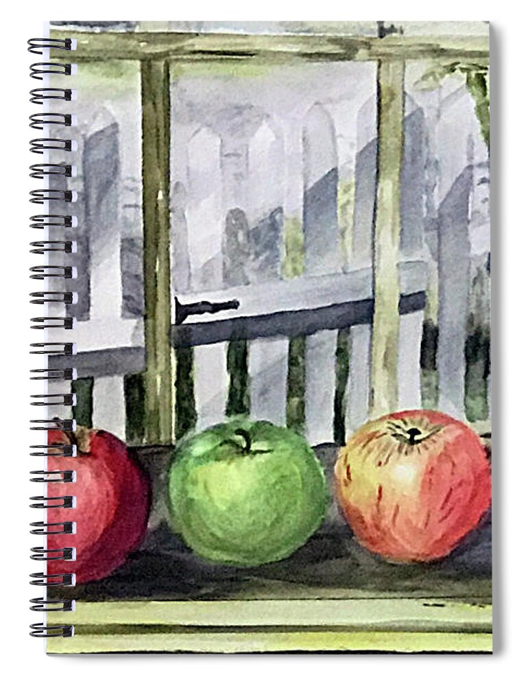 Fruit Spiral Notebook featuring the painting An apple a day by Genevieve Holland