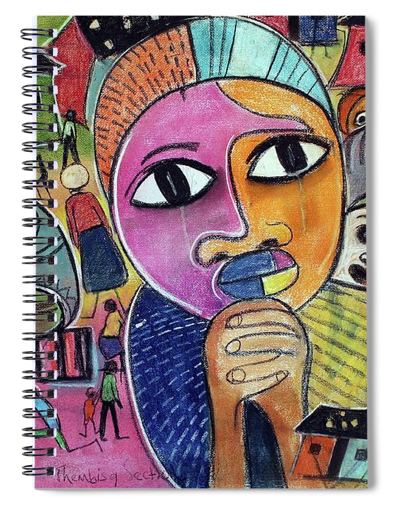 African Art Spiral Notebook featuring the painting Thembisa by Eli Kobeli 1932-1999
