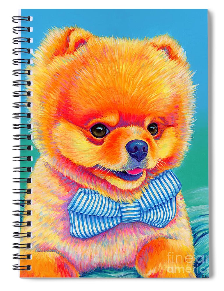Pomeranian Spiral Notebook featuring the painting Theo the Pomeranian by Rebecca Wang