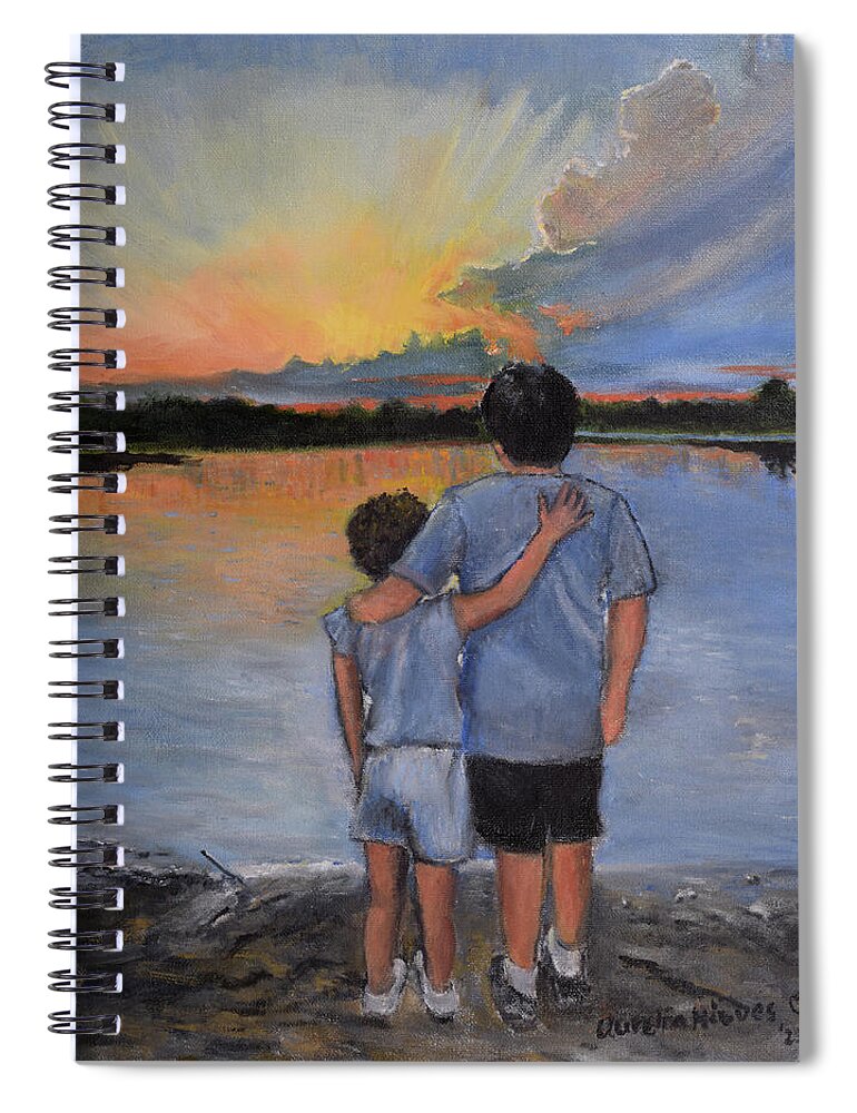 Sunrise Spiral Notebook featuring the painting There is Hope by Aurelia Nieves-Callwood