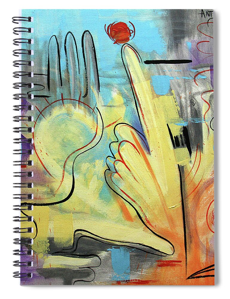 Abstract Spiral Notebook featuring the painting They Stand Together Isaiah 48-13 by Anthony Falbo