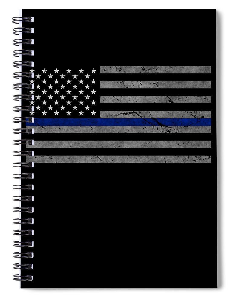 Funny Spiral Notebook featuring the digital art Thin Blue Line US Flag by Flippin Sweet Gear