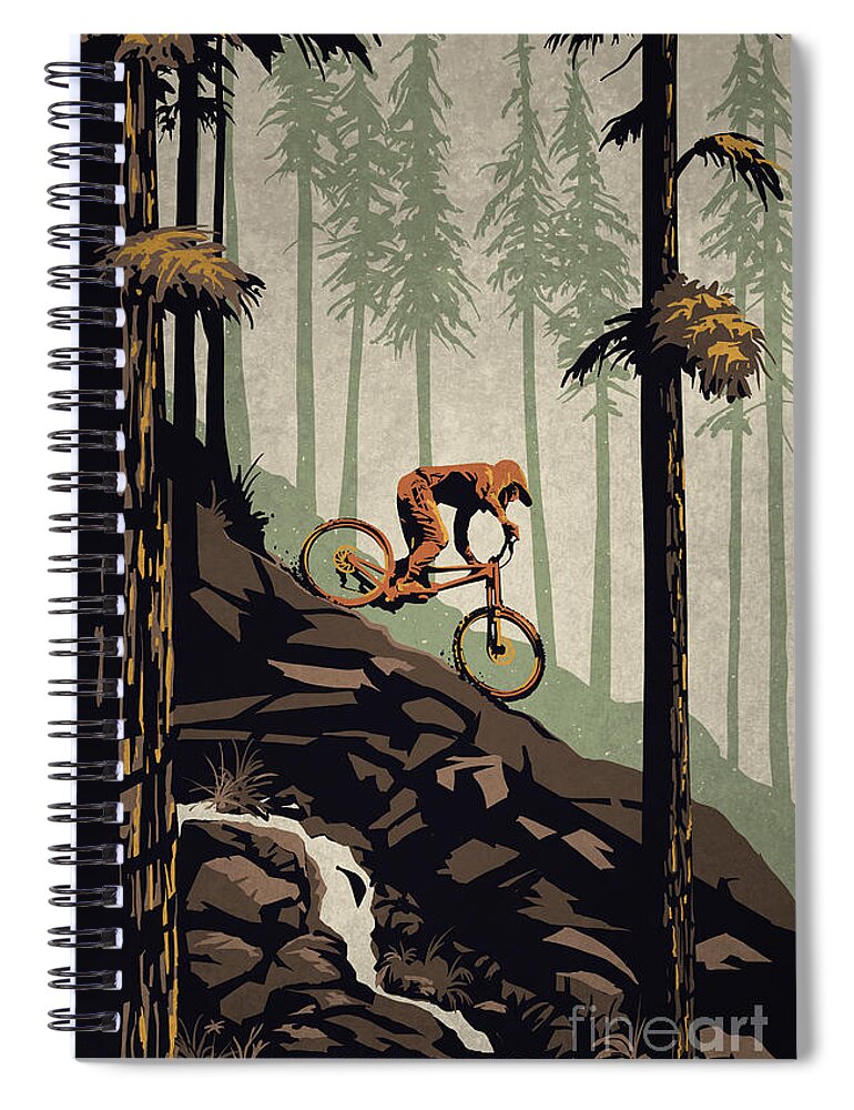Mountain Bike Spiral Notebook featuring the painting Think Outside No Box Required by Sassan Filsoof