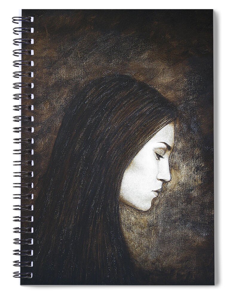 Thinking Spiral Notebook featuring the painting Thinking by Lynet McDonald