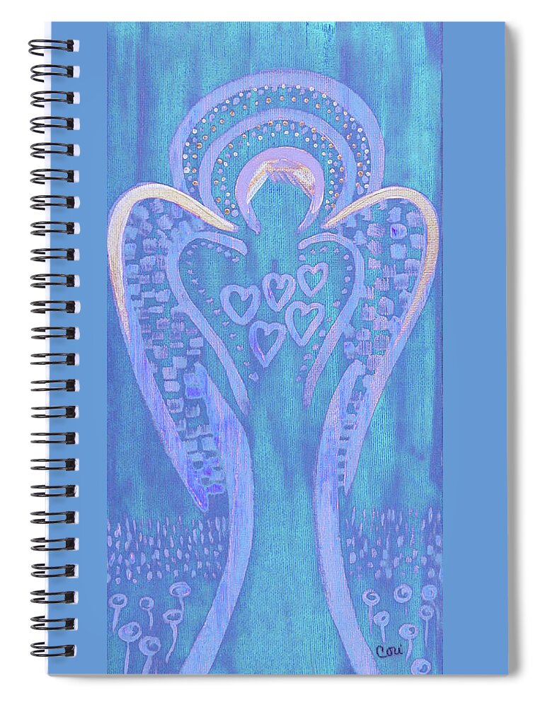 Angel Spiral Notebook featuring the painting This Angel Loves Blue by Corinne Carroll