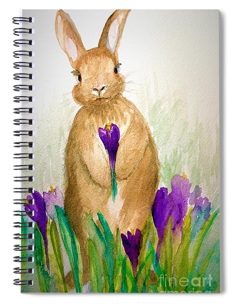 Bunny Spiral Notebook featuring the painting This is for You by Deb Stroh-Larson