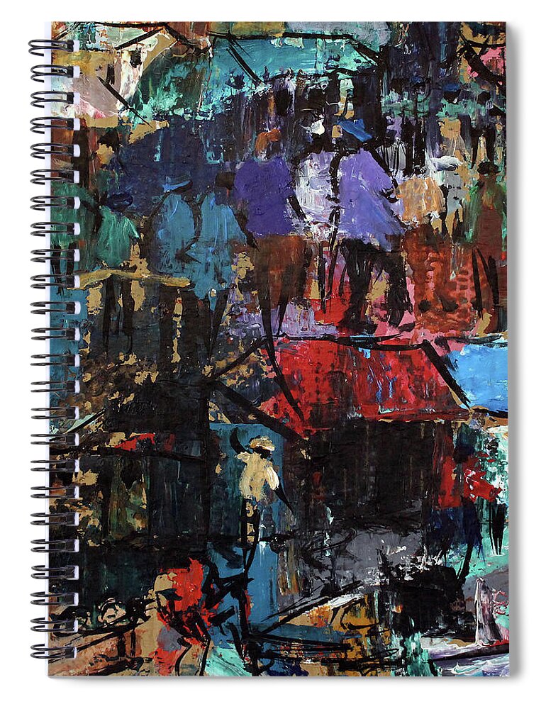  Spiral Notebook featuring the painting This Is Us by Joe Maseko