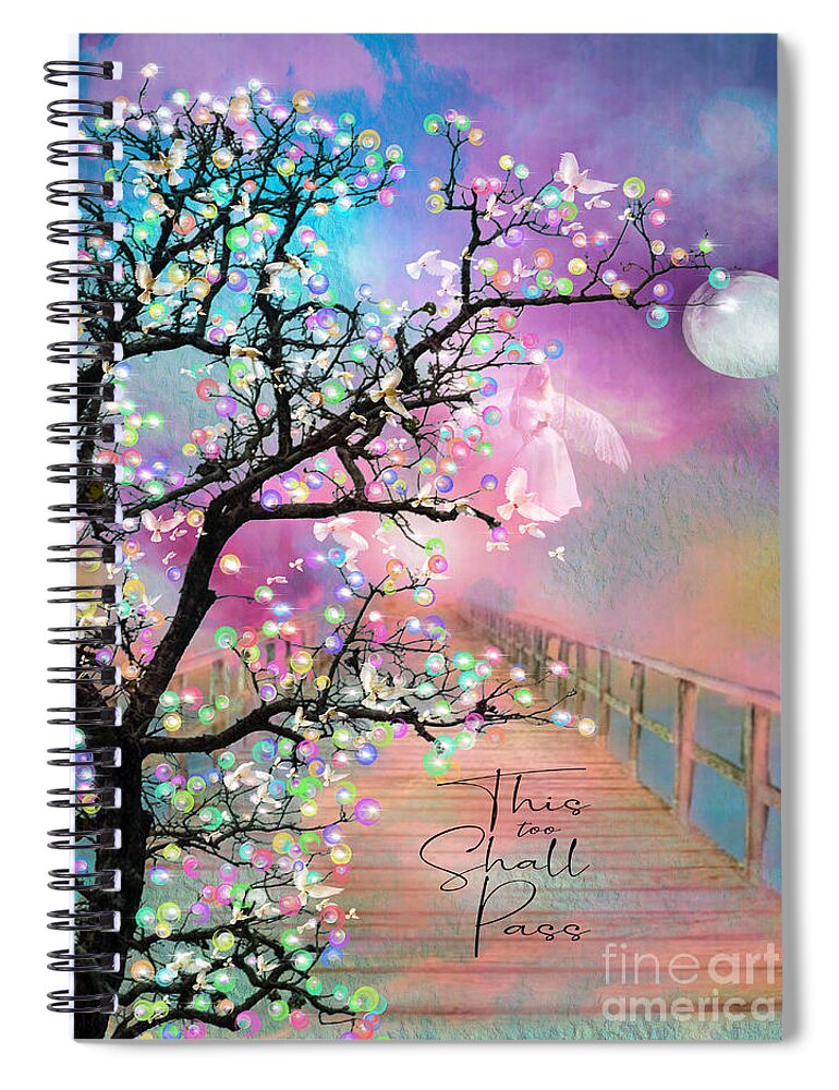 This Too Shall Pass Spiral Notebook featuring the mixed media This Too Shall Pass by Laurie's Intuitive