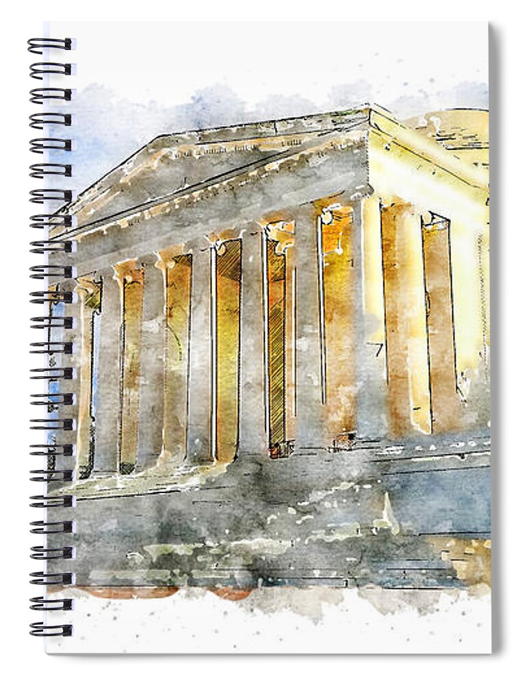 Memorial Spiral Notebook featuring the painting Thomas Jefferson Memorial - 02 by AM FineArtPrints
