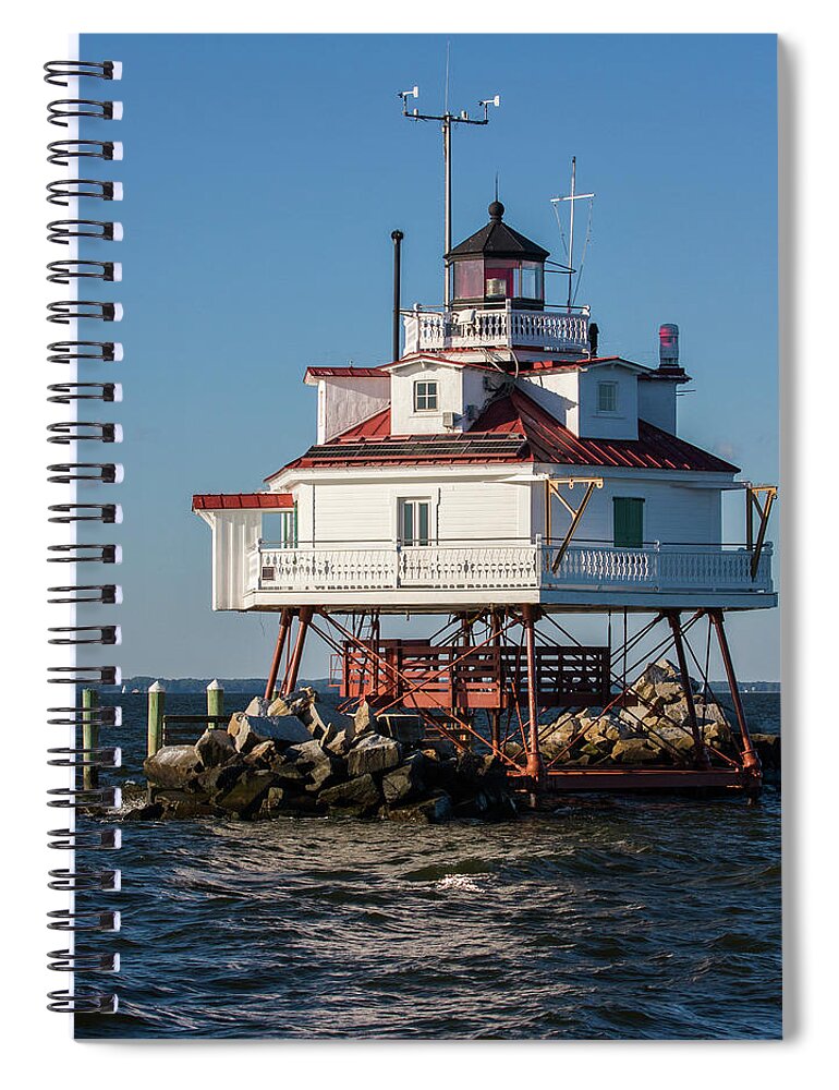 Lighthouse Spiral Notebook featuring the photograph Thomas Point Light - No.1 by Steve Ember