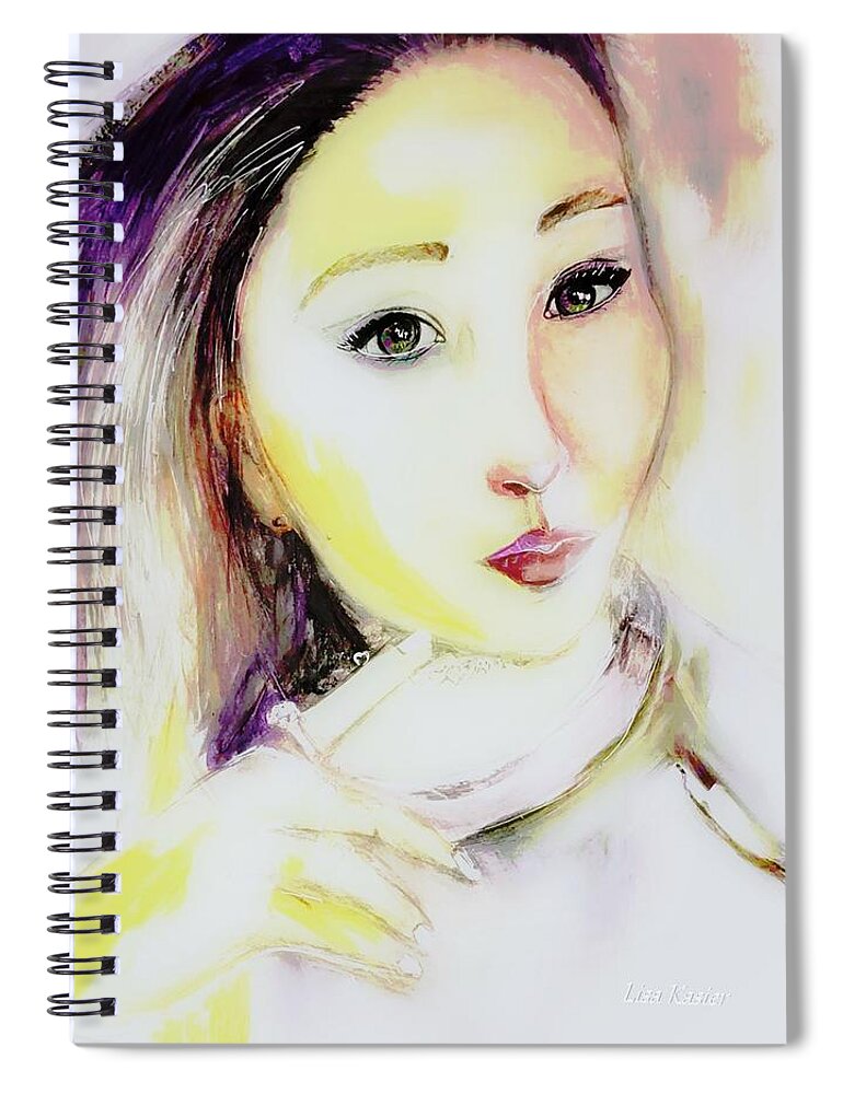 Portraiture Spiral Notebook featuring the painting Thoughtful And Letting Go by Lisa Kaiser
