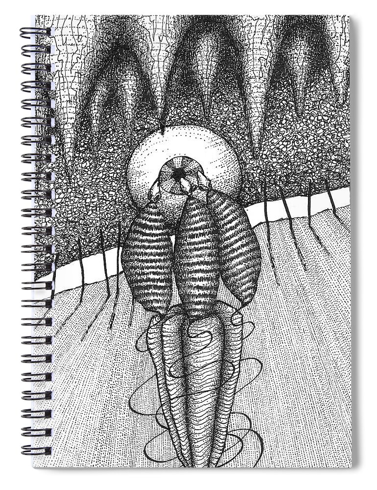 Bugs Spiral Notebook featuring the drawing Three Fates by Matthew Lazure