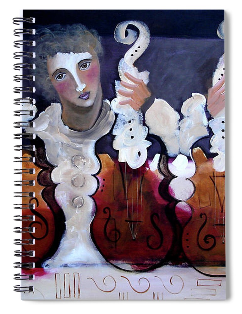 Figurative Spiral Notebook featuring the painting Three From Above by Jim Stallings