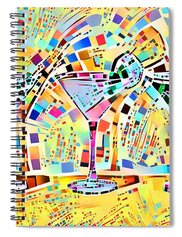 Wingsdomain Spiral Notebook featuring the photograph Three Martinis Shaken Not Stirred Hipster Mid Century Modern Contemporary Esprit Abstract 20210912 by Wingsdomain Art and Photography