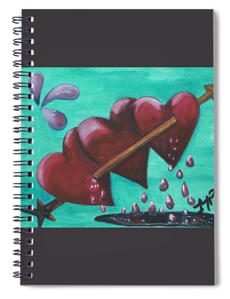 Love Spiral Notebook featuring the painting Three Of Hearts by Esoteric Gardens KN