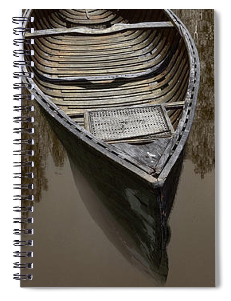 Appalachia Spiral Notebook featuring the photograph Three Old Canoes Panorama by Debra and Dave Vanderlaan
