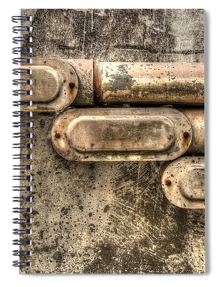Industrial Spiral Notebook featuring the photograph Three pipes by Karen Smale