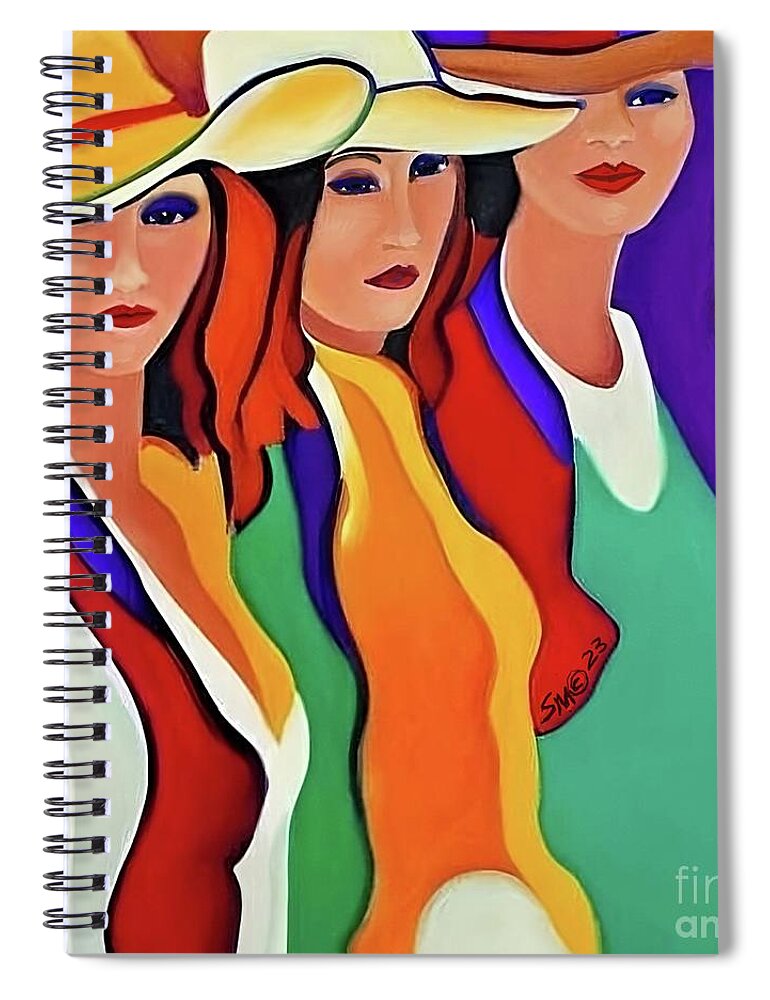Figurative Spiral Notebook featuring the digital art Three Texas Ladies by Stacey Mayer