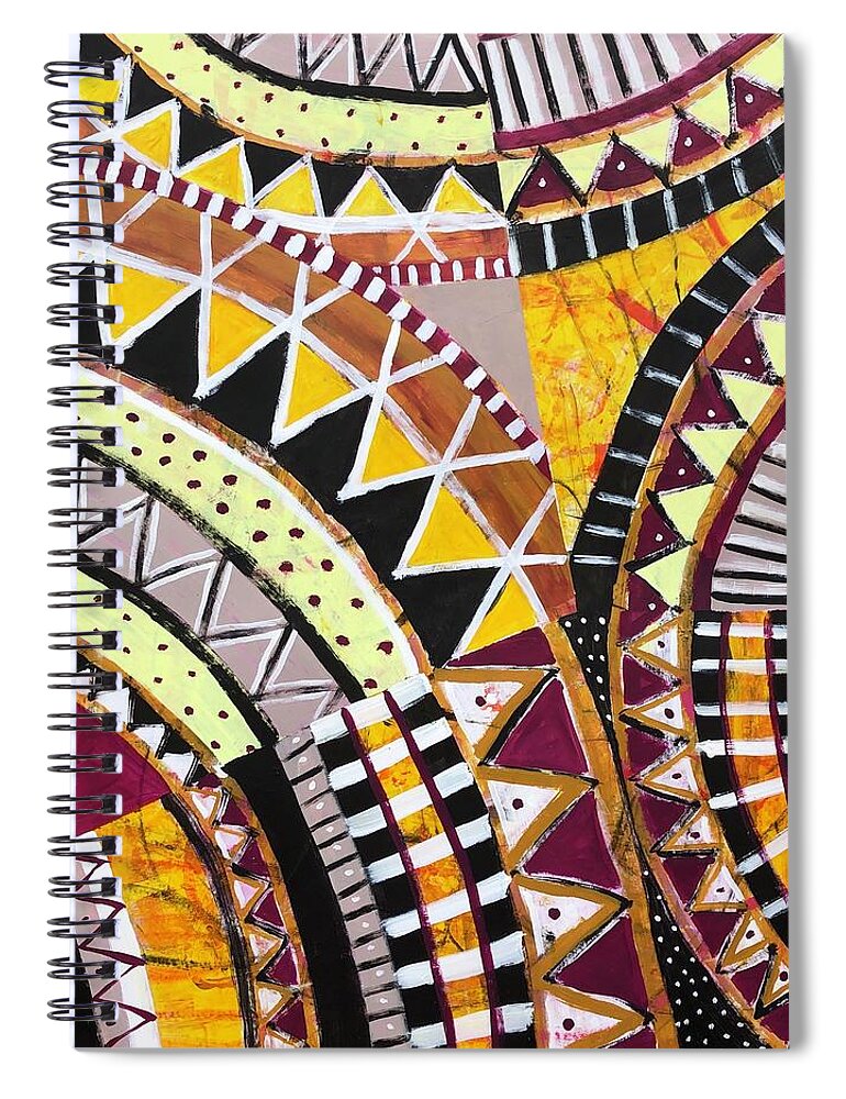 Abstract Spiral Notebook featuring the painting Three Way by Cyndie Katz