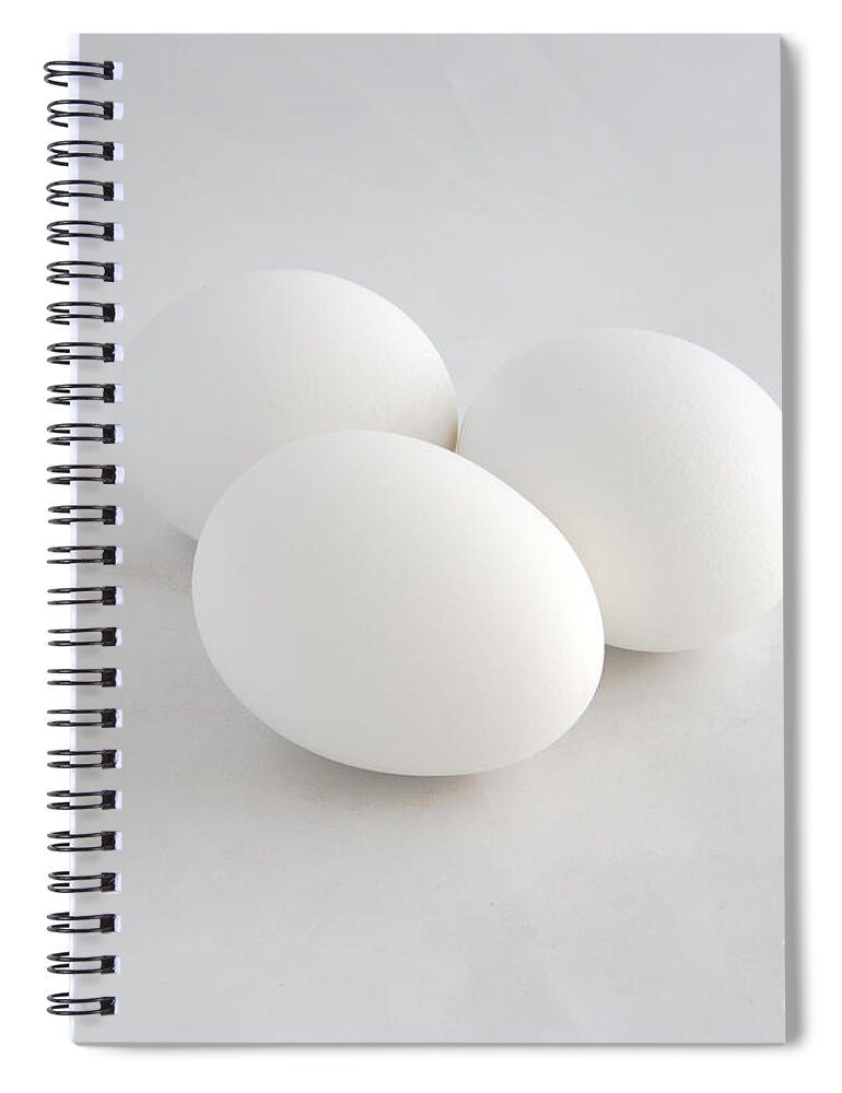 Eggs Spiral Notebook featuring the photograph Three White Eggs by Kae Cheatham