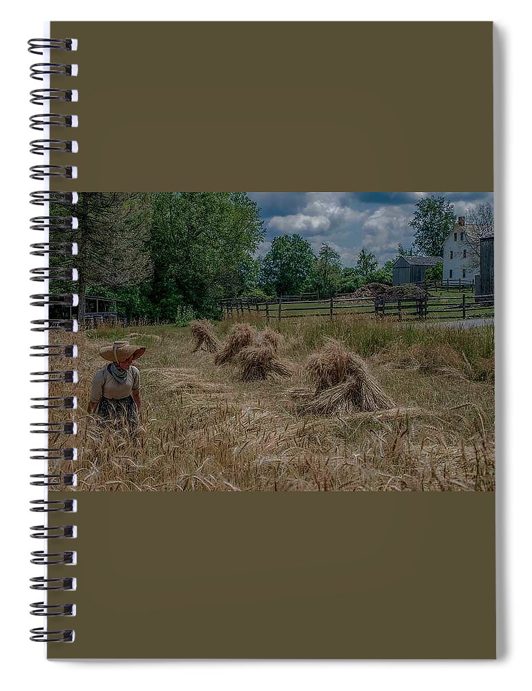 Old Fashioned Spiral Notebook featuring the photograph Threshing the Wheat by Regina Muscarella