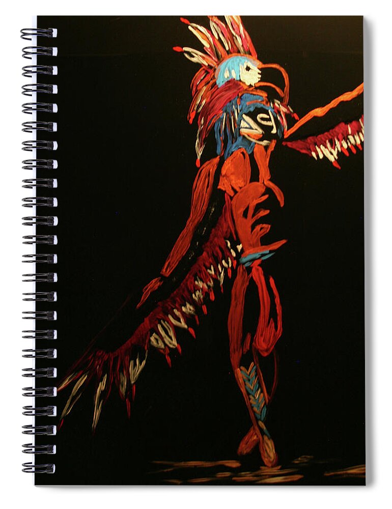 Native Dancer Spiral Notebook featuring the painting THunderbird by Marilyn Quigley