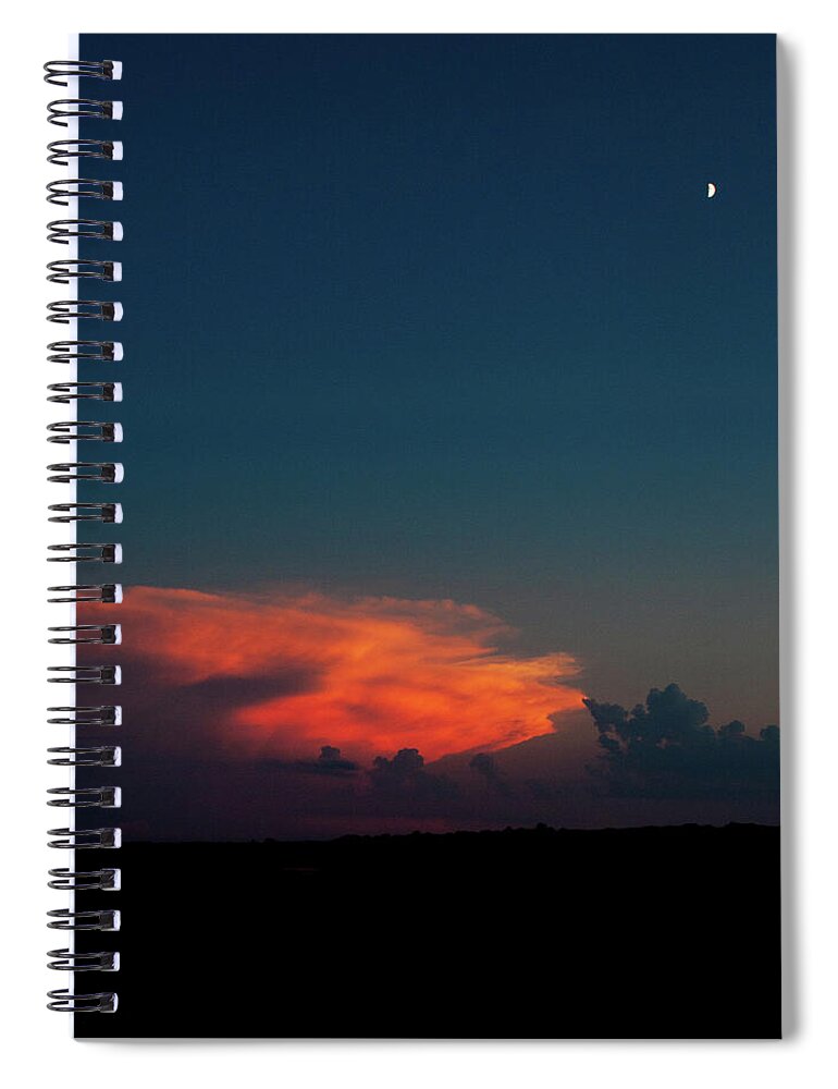 Sunset; South Dakota; Thunderhead; Clouds; Storm; Rainstorm; Thunder; Lightning. Cumulous; Red; Sky; Red Sky Spiral Notebook featuring the photograph Thunderhead by Cynthia Dickinson