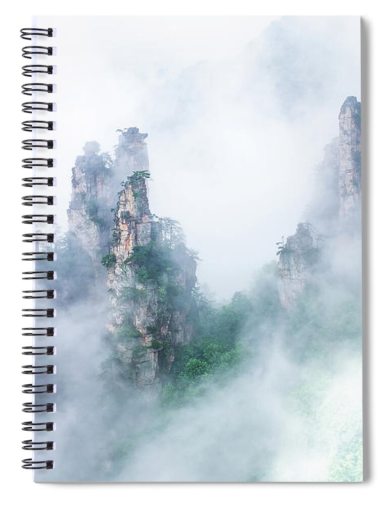 Changsa Spiral Notebook featuring the photograph Tianzi Mountain Zhangjiajie by Arj Munoz