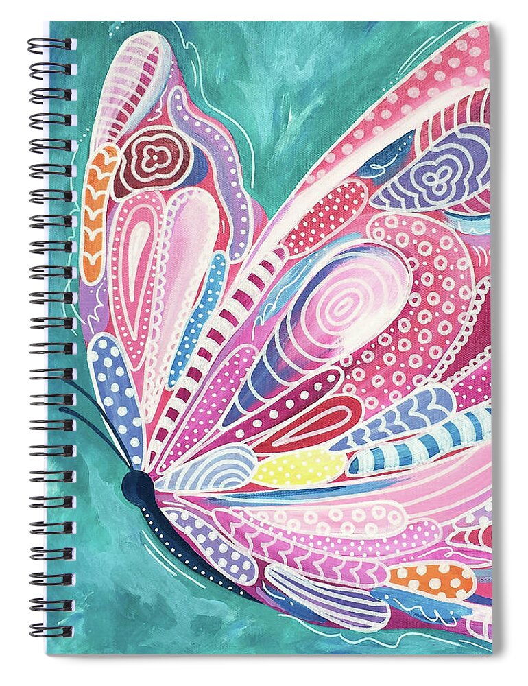 Butterfly Spiral Notebook featuring the painting Tickled Pink by Beth Ann Scott