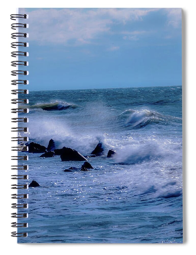 Waves Crashing Spiral Notebook featuring the photograph Tide Rolls In by Christina McGoran