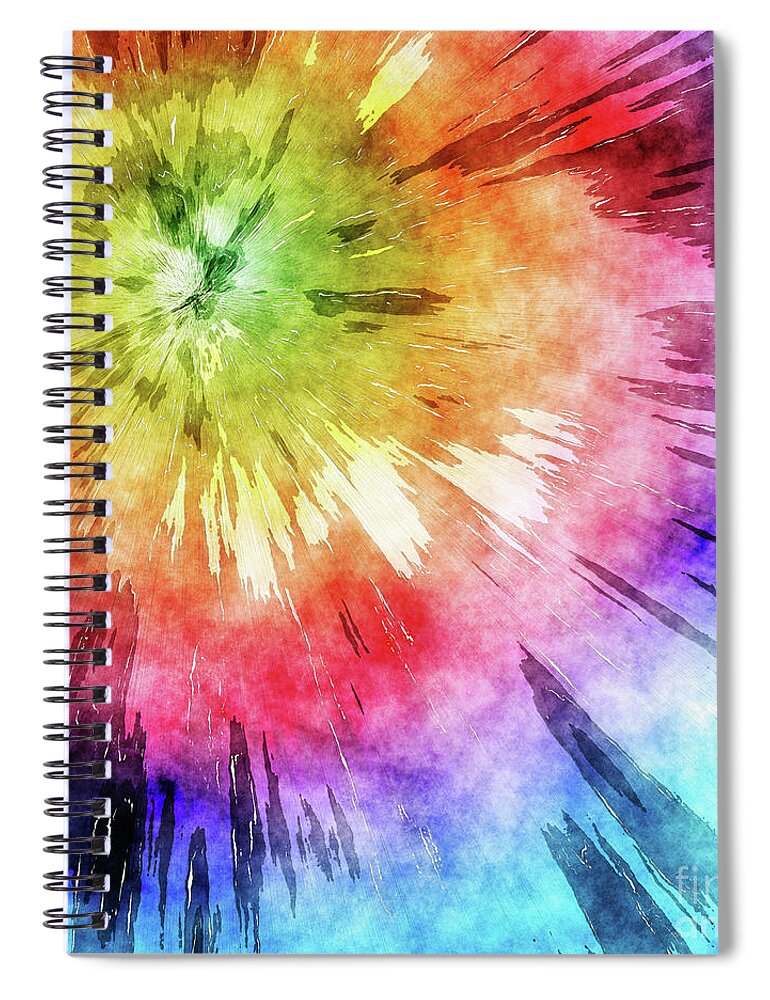 Tie Dye Spiral Notebook featuring the digital art Tie Dye Watercolor by Phil Perkins