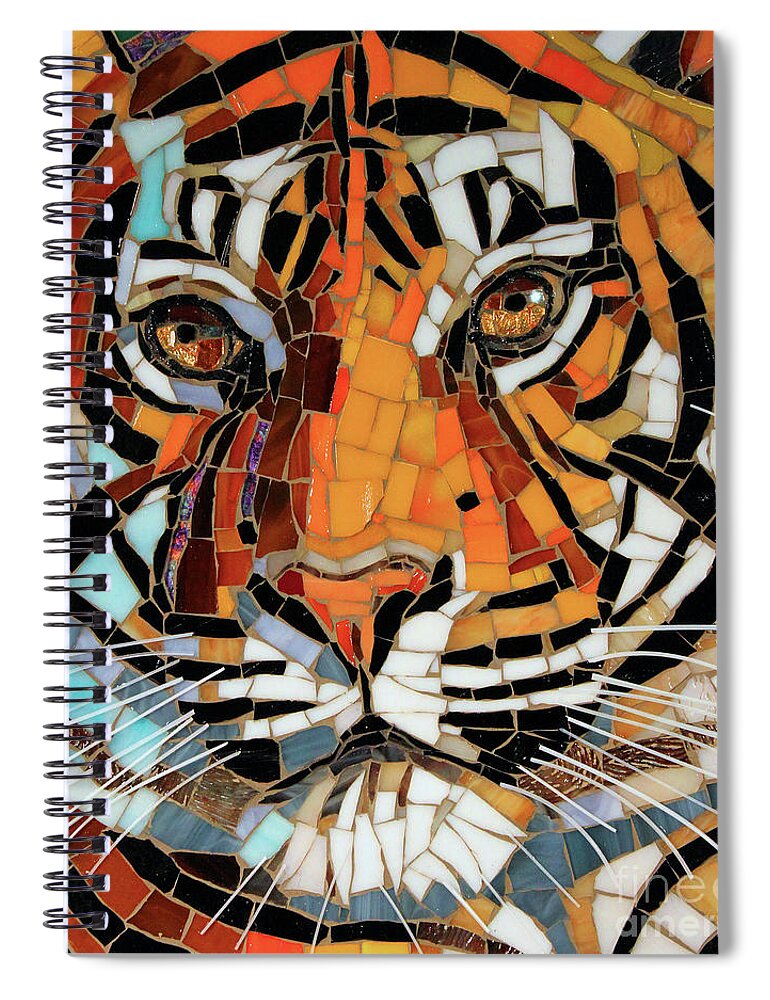 Cynthie Fisher Spiral Notebook featuring the painting Tiger Glass Mosaic by Cynthie Fisher