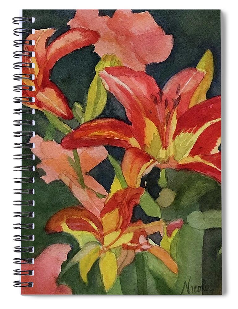 Flower Spiral Notebook featuring the painting Tiger Lily by Nicole Curreri